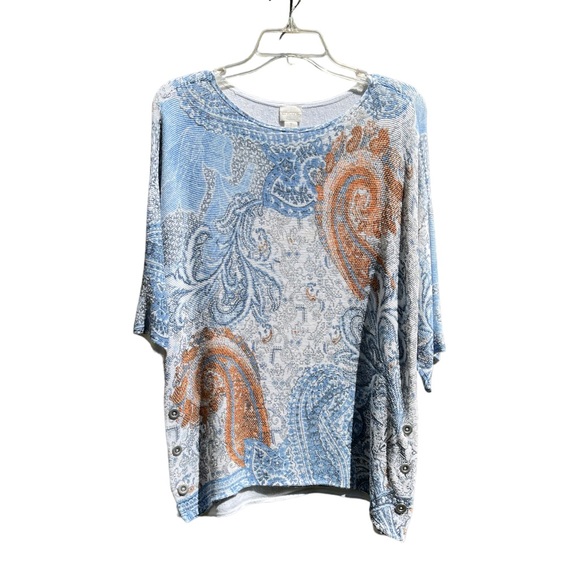 Chico’s Paisley Side-Button Pullover.  Chicos’s Size 1 (Med) - Picture 8 of 10